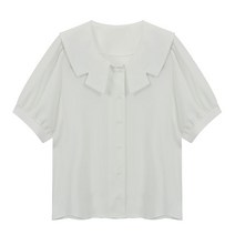 비엔엑스 카라 절개 라운드 블라우스