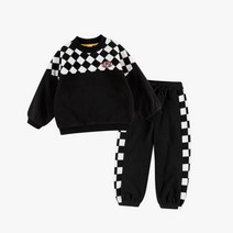 월튼키즈 아동용 체커보드 블럭 후리스 상하의 세트