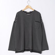 남성용 머스트 해브 스트라이프 데일리 오버핏 긴팔티 DLTRT23004