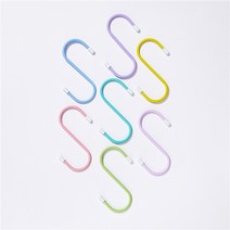 리빙홈디테일 컬러 S자 고리 대 7종 세트, 그린, 옐로우, 보라, 연보라, 하늘색, 블루, 핑크, 1세트