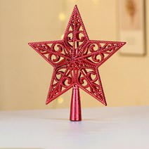 정월나나 트리 상단 꼭대기 오너먼트 장식 별 눈꽃, 레드