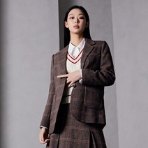 미쏘 여성용 헤링본체크 테일러드 2버튼 자켓