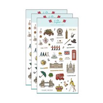 쁘띠팬시 여행 시리즈 디자인 스티커 PD8, 영국(PD849), 3개