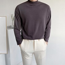 남성용 파스텔 반목 긴팔티
