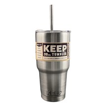 KEEP 스테인리스 보온 보냉 대용량 빨대 텀블러, 실버, 900ml