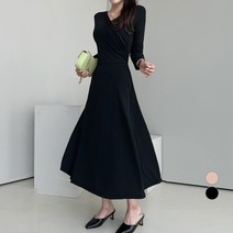 쿨쿠 여성용 스판 랩 긴팔 원피스