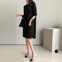 쿨쿠 여성용 베이직 라운드 니트 원피스