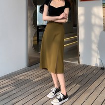 MA 프렌치 트임 허리밴딩 스커트 카키 L