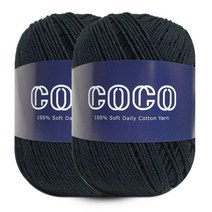 니뜨 코코 뜨개실 60g x 2p + 무료도안 세트, 122 블랙