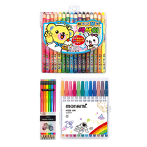 지구화학 색색이색연필 16색 + 투코비 코마 삼각지우개연필 TC-208 B 6종 x 2p + 모나미 슈퍼사인펜 12색 세트, 1세트