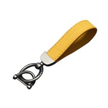 하마테 고급 스웨이드 가죽 자동차 키홀더, 옐로우, 1개