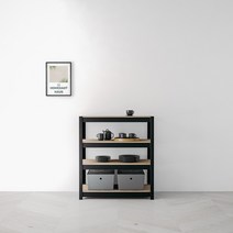 홈던트하우스 철제 선반 4단 800 x 400 x 900 mm, 블랙