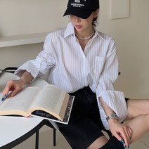 시크폭스 여성용 데이드림 오버핏 스트라이프 셔츠