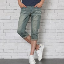 위드진 남성용 여름 슬림 스판 7부 청 반바지 D807