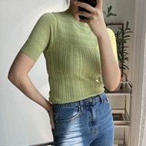 오오엘 여성용 하프 스카시 라운드 니트