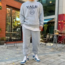 머시따 남성용 유니버시티 기모 맨투맨 + 조거팬츠 세트