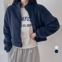 세컨그라운드 여성용 반하이넥 크롭 집업