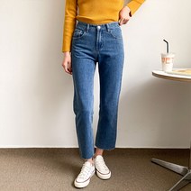 헤이진 여성용 클래식 일자 청바지 752