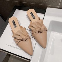 여성용 바오터우 보우 하프 꼬임 플랫 슈즈 단화 뮬 PRDS44