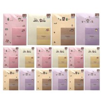 1000 솜소미 편지지 4종 세트, 핑크, 베이지, 아이보리, 퍼플, 16개