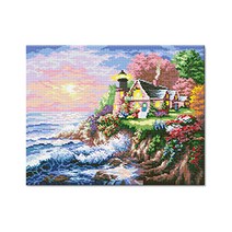 액자형 보석십자수 DIY 세트 40 x 50 cm I94, DP725 등대마을, 1세트
