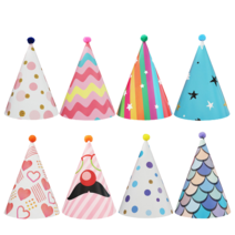 라인 도트 파티고깔 모자 6개 생일파티 홈파티 꼬깔모자, 핑크