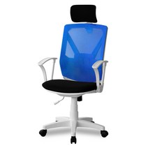 체어포커스 챔프 CMP2 헤더형 의자, 화이트(바디) + 블루