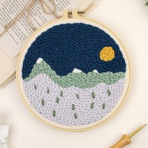 아트조이 DIY 펀치 니들 자수 + 4단 바늘 세트, 1세트, 밤풍경