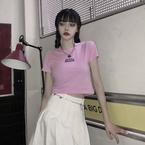 여신 여성용 트랜드 숏 크롭 티셔츠
