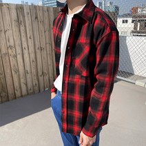 레이먼 남성용 란브란 피치 기모 체크 셔츠