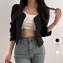 밀키버터 여성용 하트넥 퍼프 자켓 블라우스