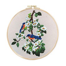 코쿼드 DIY 초보자용 십자수 프랑스자수 패키지 세트 20cm, 1세트, 종달새소리