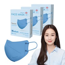 아이바나리 페이스 마스크 중형 M, 10개입, 3개, 오션 블루