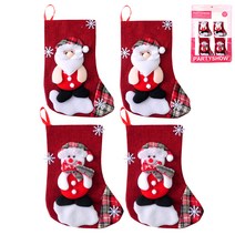 파티쇼 크리스마스 장식양말 소형 산타2p + 눈사람 2p 세트, 혼합색상
