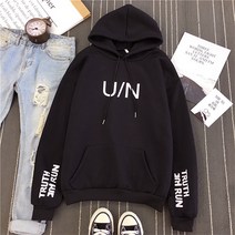 RUN 기모 레터링 오버핏 임산부 후드티 상의