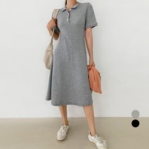 바블링브룩 여성용 와플 PK 카라 롱 원피스