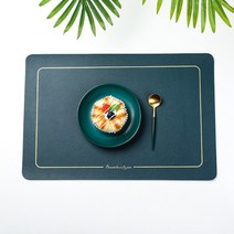 솔리드룸 골드테투리 스퀘어 테이블매트 2p, 그린, 45.5 x 30.5 cm