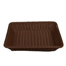등나무 라탄 디스플레이 직사각 트레이 30 x 20 x 7 cm, 다크브라운, 1개