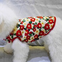 디자인사노 강아지 할머니 레트로 깔깔이 패딩조끼, 아이보리