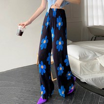 앤드스타일 여성용 비비드플라워 밴딩 플리츠 와이드 팬츠 260918