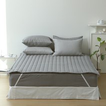 타카타카 먼지없는 푸딩 에어워싱 고정밴딩 누빔 침대패드, 차콜그레이