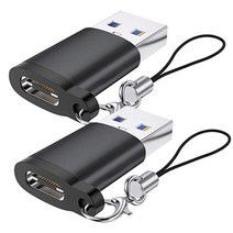 pines C타입 to USB A 3.0 고리형 변환 OTG 젠더 2p, 블랙, 35mm, 2개