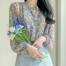 여성용 블랙101 로라르 플라워 셔츠 블라우스 A235WF01109
