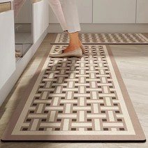 북유럽 논슬립 빨아쓰는 규조토 물흡수 주방 발매트 45 x 120 cm, 체크, 1개