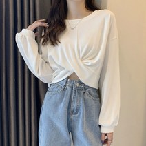 여성용 마켓에이 꼬임 롱슬리브 티셔츠
