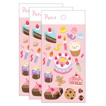 쁘띠팬시 디자인 스티커 슈마일 폰꾸 스티커, 베이커리(PD833), 3개