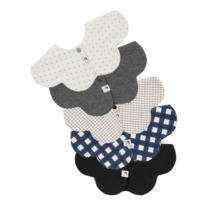 코니 롤링 턱받이 5종 세트, 블랙, 차콜, 그리드, 네이비깅엄, 블루도트, 1세트