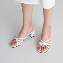 단골언니 여성용 쉘부르 꼬임 스트랩 뮬 6cm