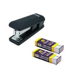 이글 미끄럼방지 러버 컴팩트 스테플러 S5147RP + 평화 33호침 스테플 2p, 혼합색상, 1세트
