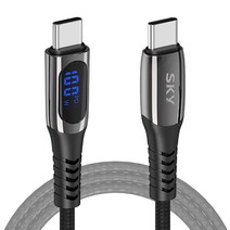 SKY 비트 LED 디스플레이 PD C타입-C타입 100W 고속충전 케이블, 블랙, 2m